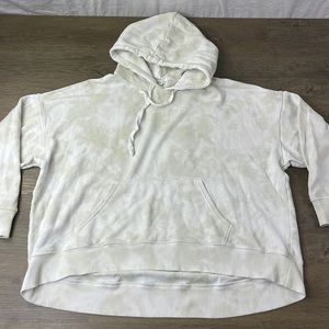 Aerie Women’s Oversized Cropped Light Tan Tie Dye Hoodie, size Large